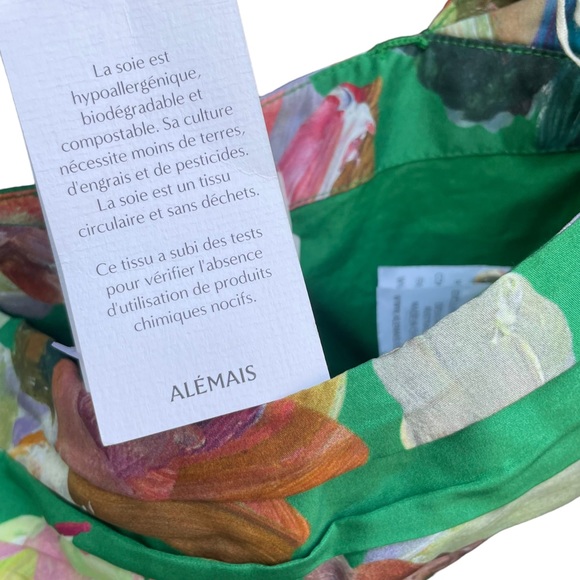 Alémais Arlo NWT Printed Off-the-Shoulder Silk Top Forrest - Picture 10 of 14